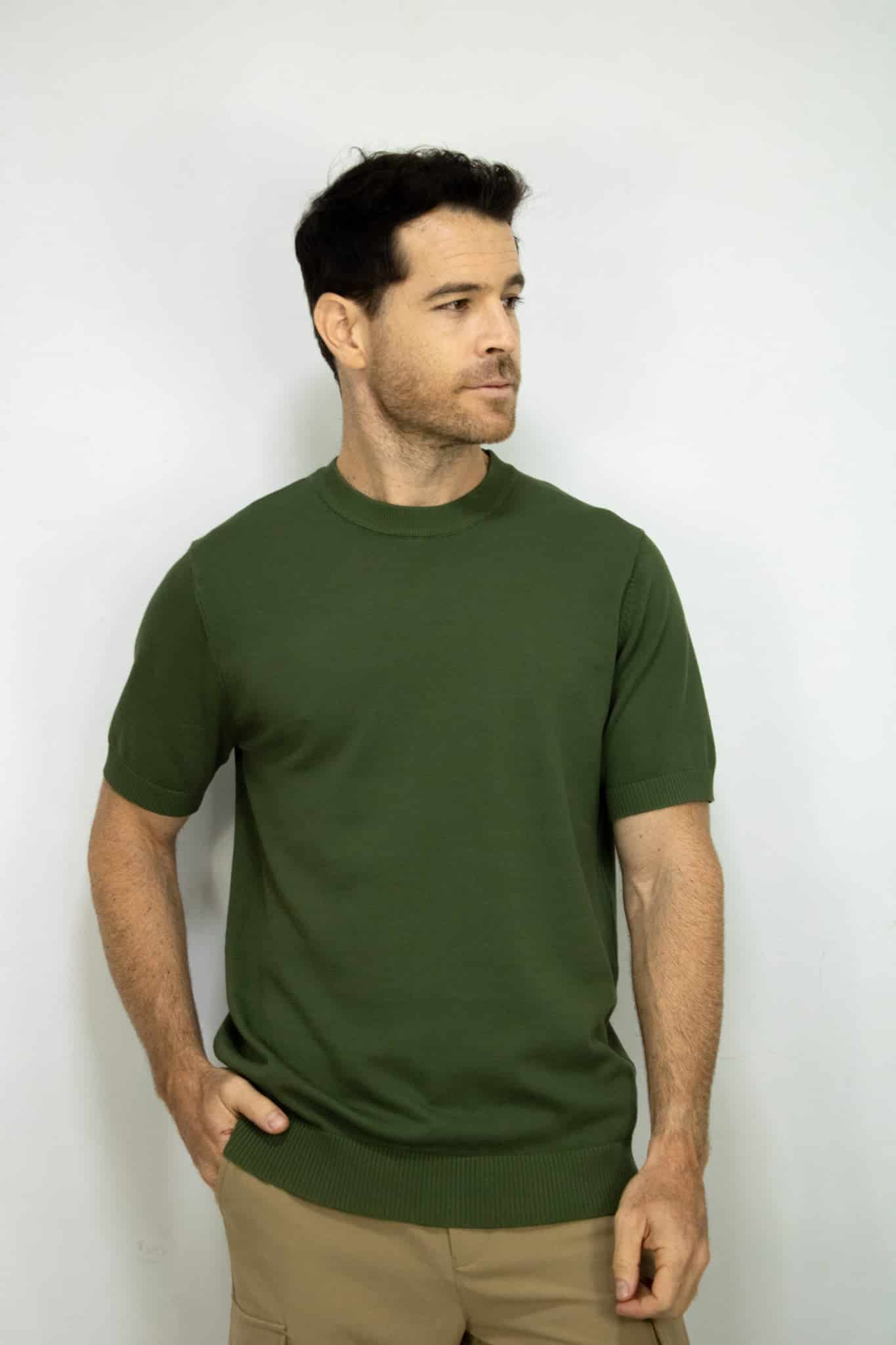 CAMISETA TEJIDA VERDE PARA HOMBRE - miniatura 1