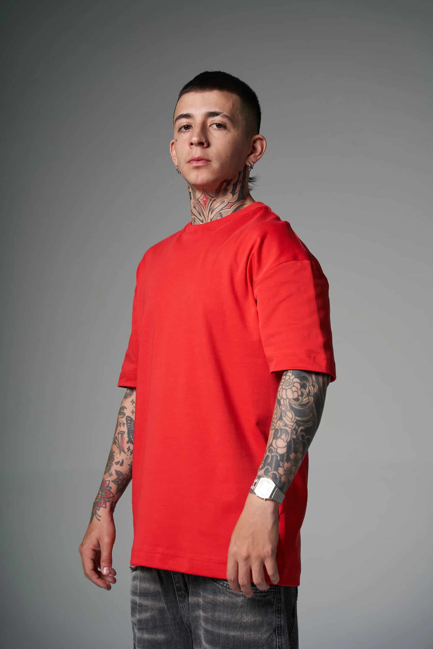 Camiseta 100% Algodón Peruano Rojo   Oversize 250 Gramos - miniatura 2