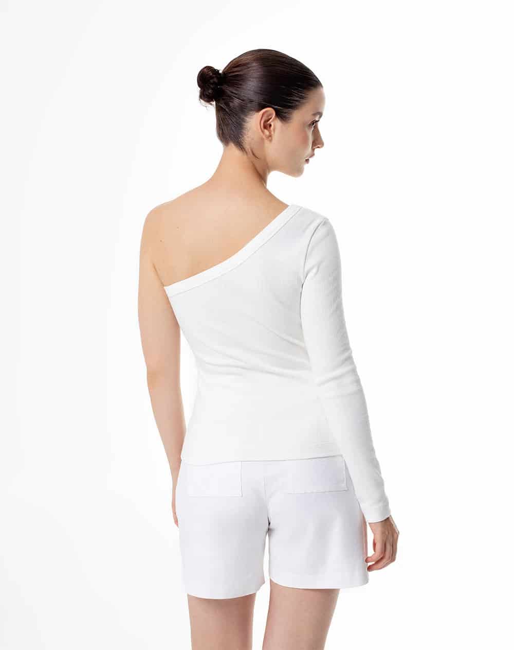 Camibuzo un solo hombro slim blanco mujer - miniatura 2