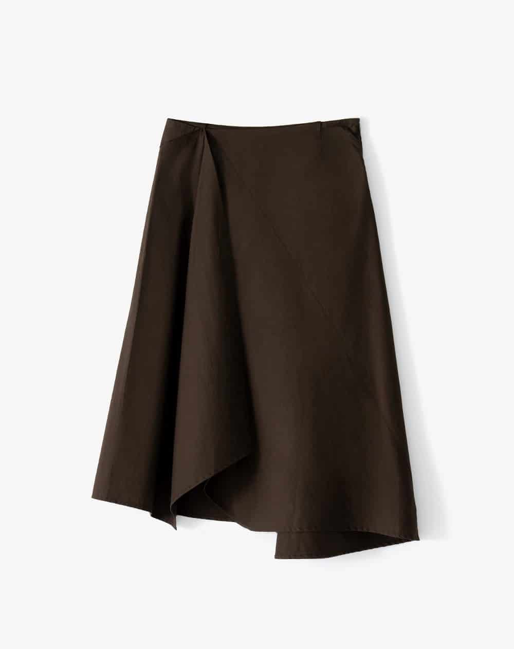 Falda midi tiro medio silueta tipo A café mujer - miniatura 6