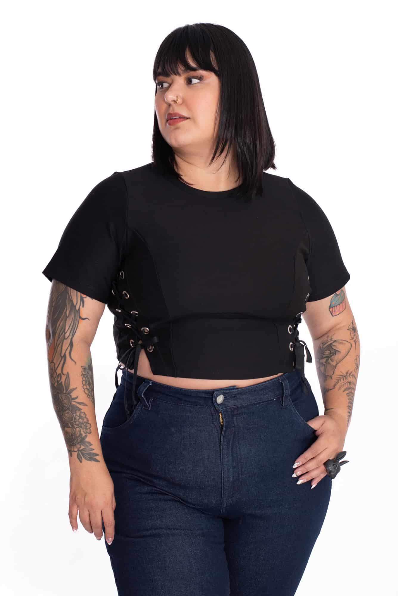 Crop Top Hoops Negro - miniatura 2