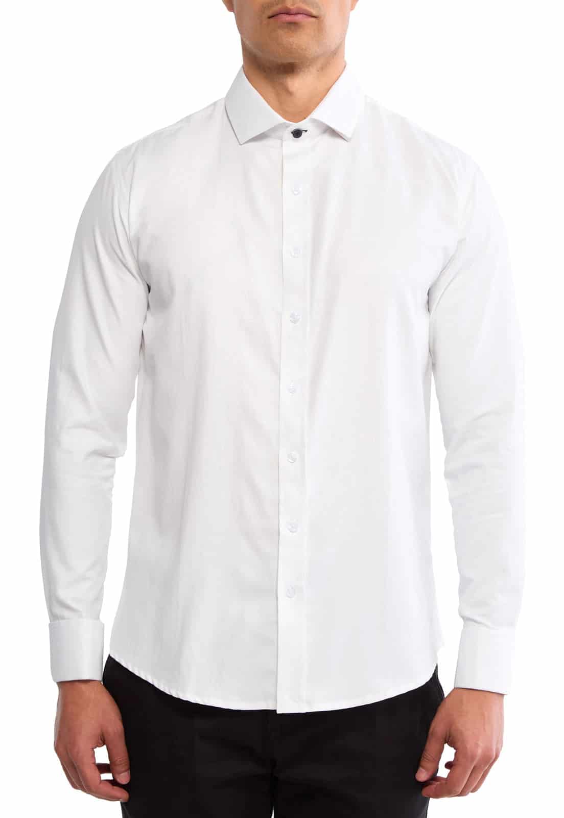 Camisa para mancornas blanca con boton en contraste - miniatura 3