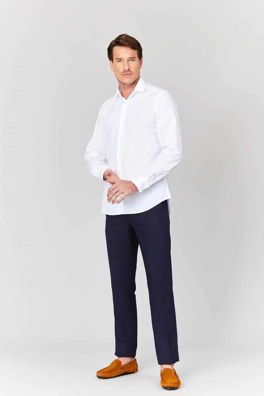 Men's cotton shirt white muslin - miniatura 3