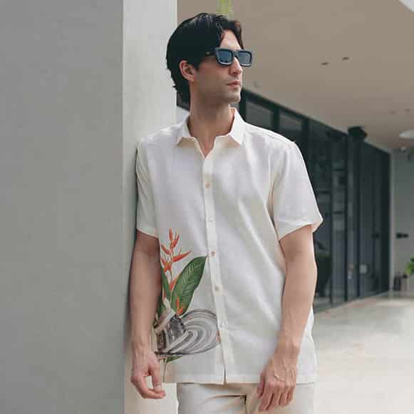 CAMISA MC 100% LINO ESTAMPADO VF HOMBRE - miniatura 1
