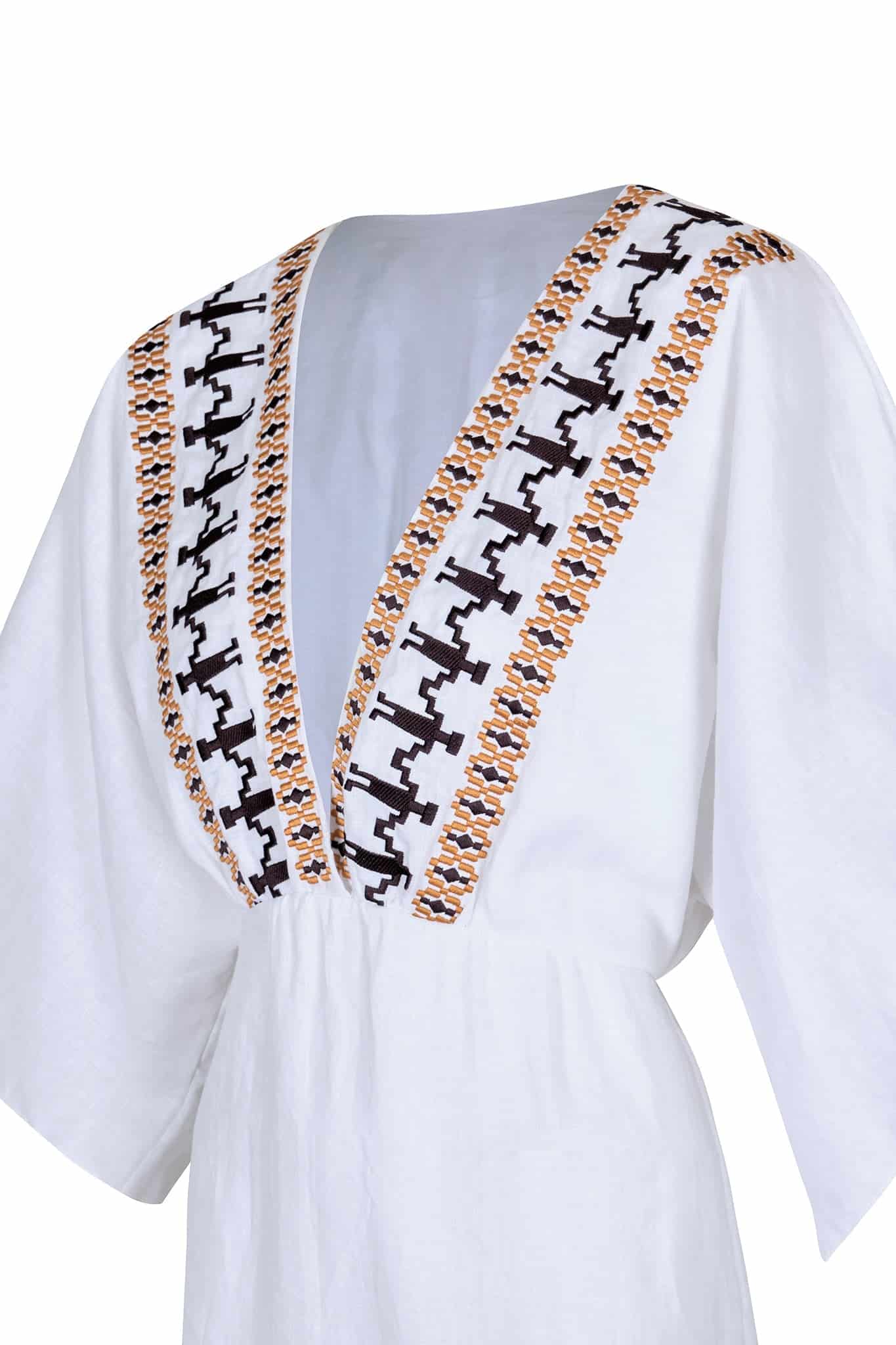 Topacio Linen Tunic  / White Embroidered - miniatura 3