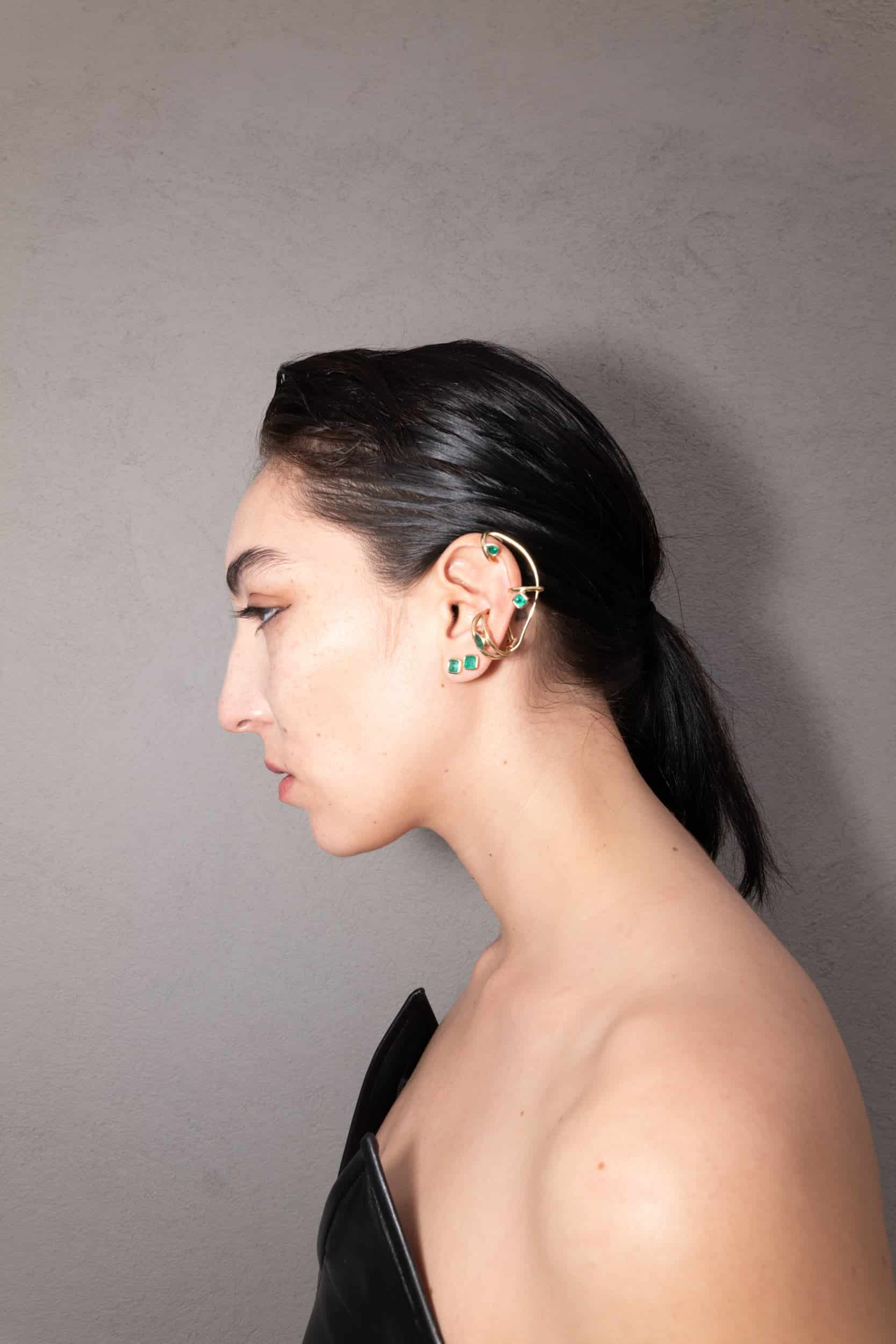 Ear cuff Aros de Oro y Esmeralda - miniatura 4