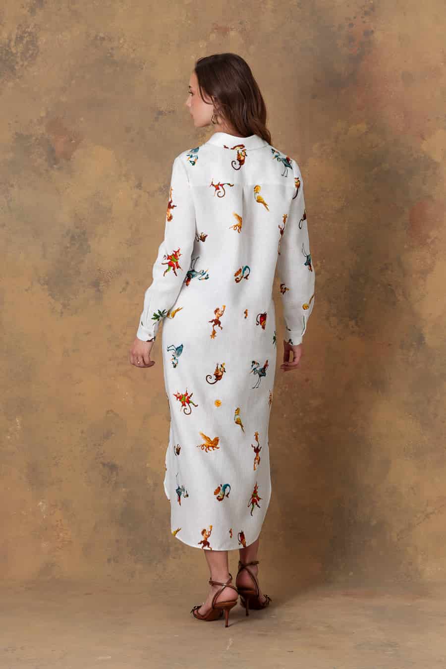 Women's dress linen panteon white - miniatura 2