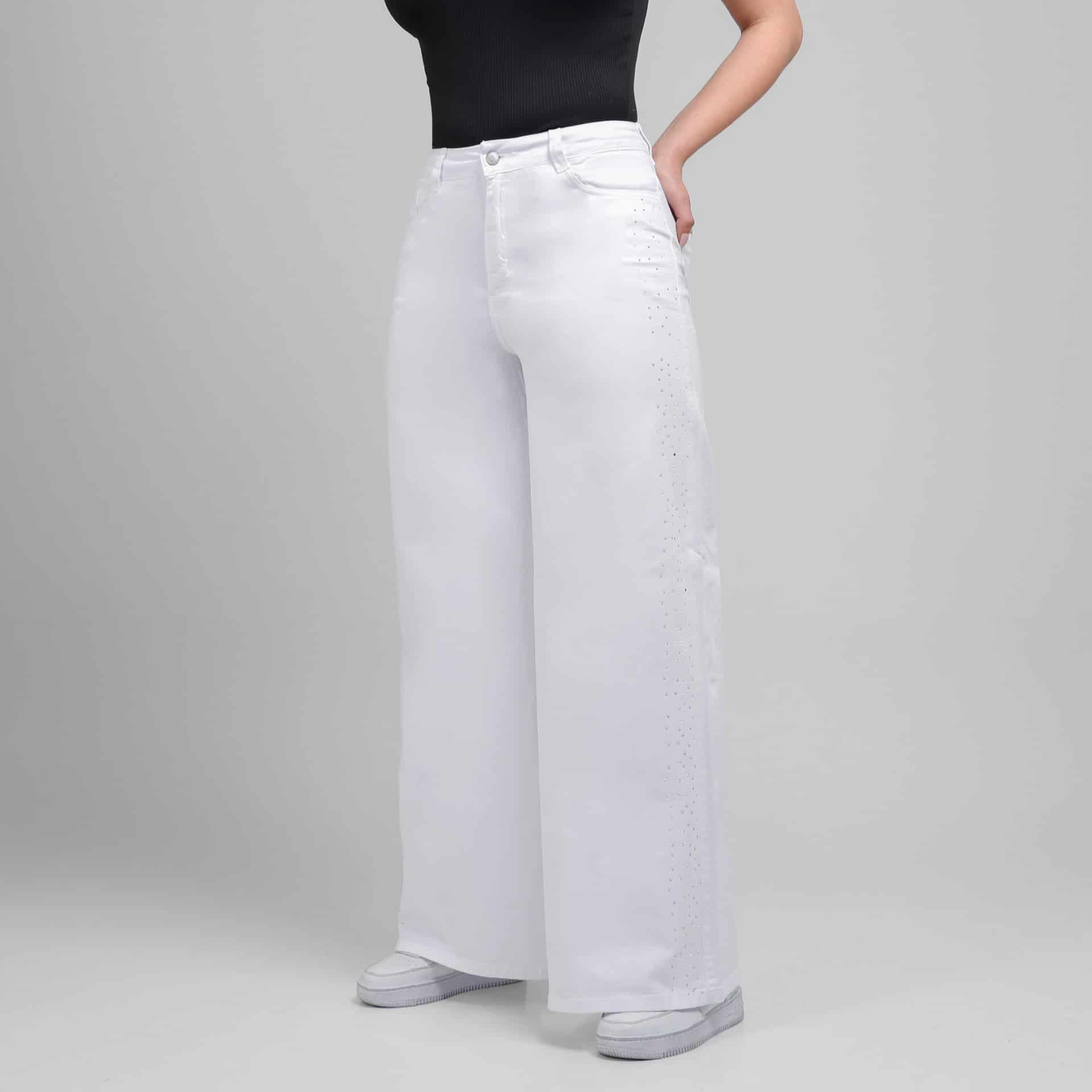 Pantalón Drill Axspen Wide Leg Ax-2857 Blanco - miniatura 1