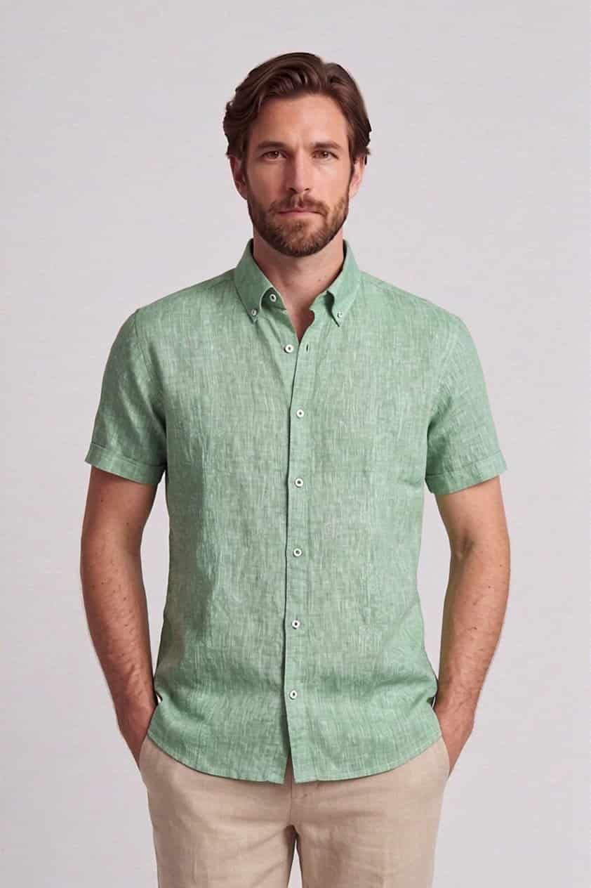 Camisa en lino manga corta para hombre Jon Sonen 017225036 - miniatura 2