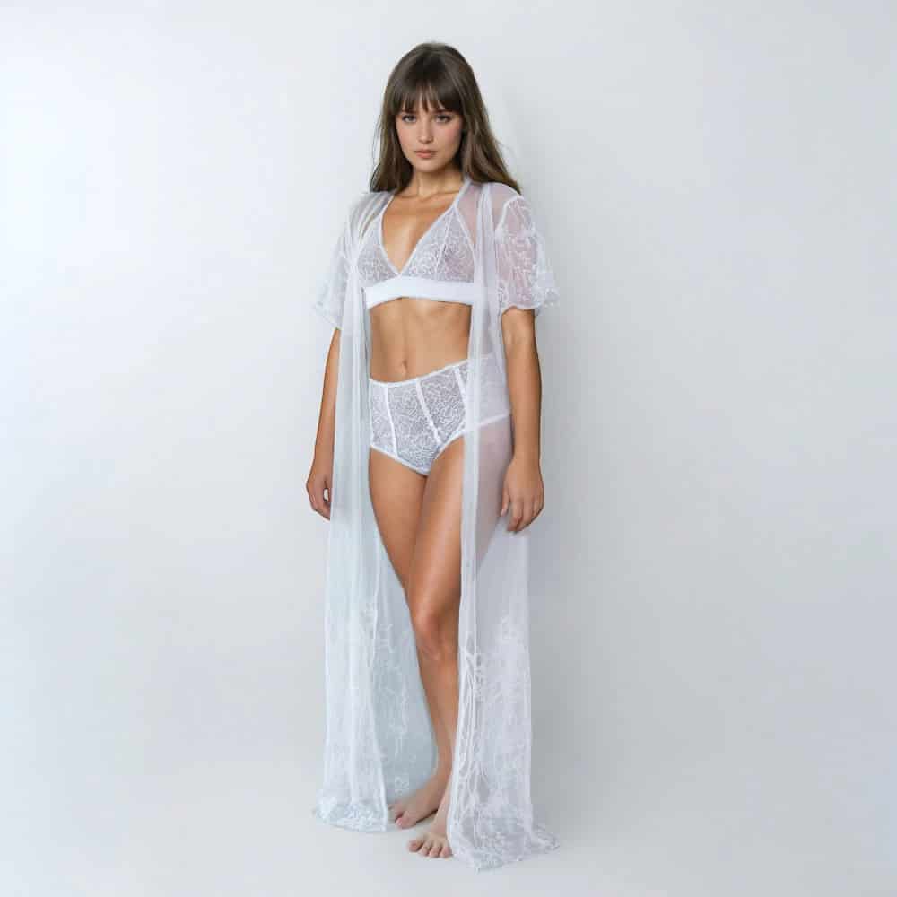 Kimono En Transparecia y Bordado Lujo Nocturno - miniatura 1