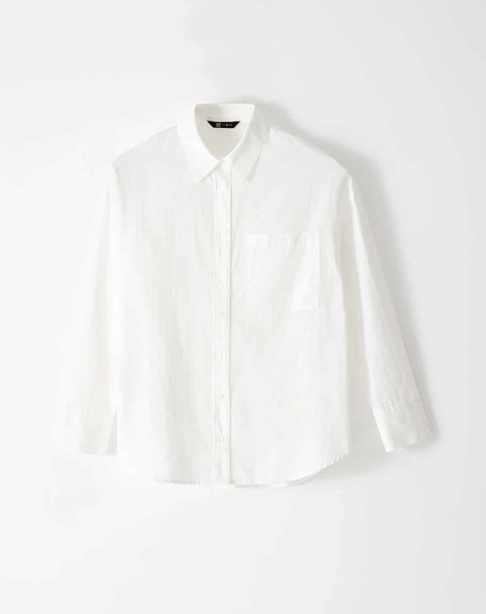 Camisa manga larga oversize algodón blanca mujer - miniatura 5