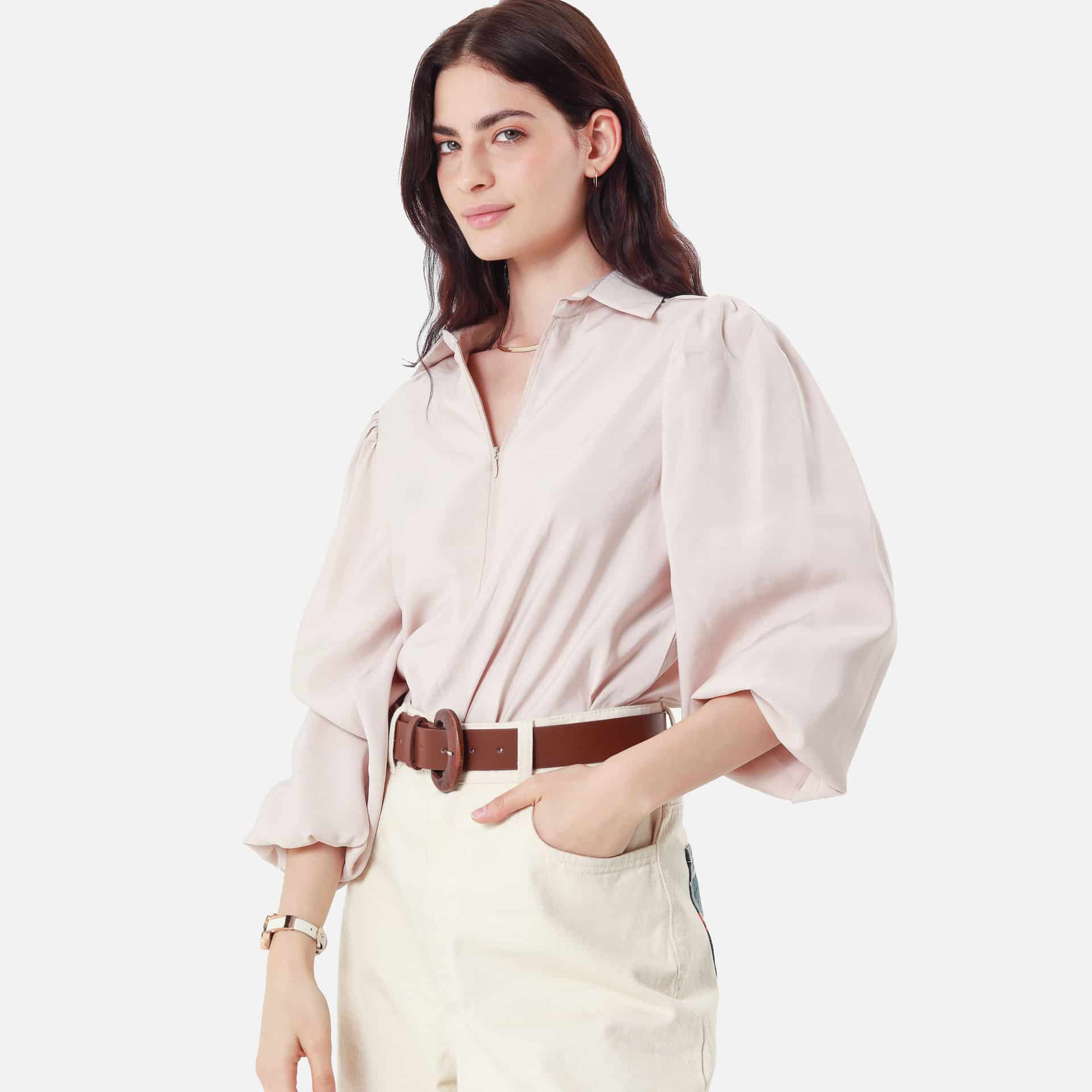Blusa Cuello Camisero Manga Larga - miniatura 5