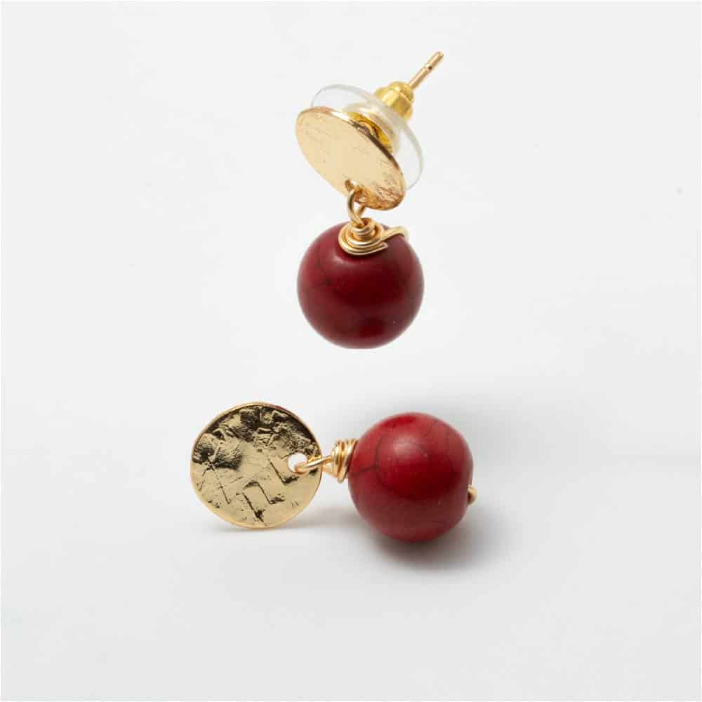 Aretes Topo Rojo Coral - miniatura 2