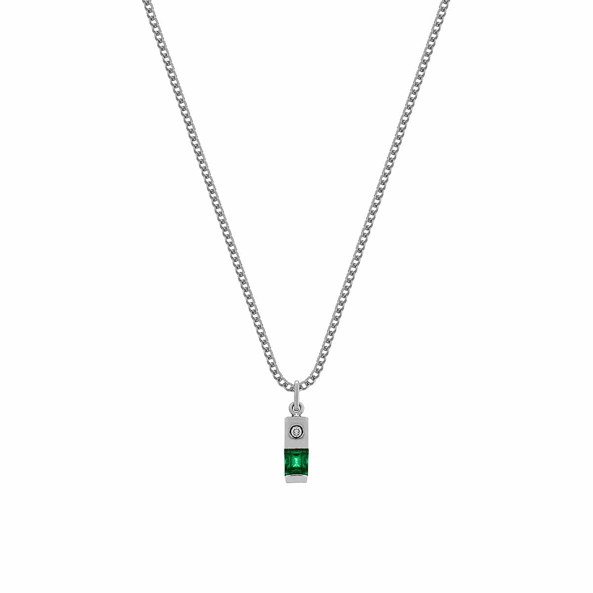 ZIP NECKLACE | CADENA DE PLATA 925 CON DIJE RECTANGULAR Y PIEDRA - miniatura 1
