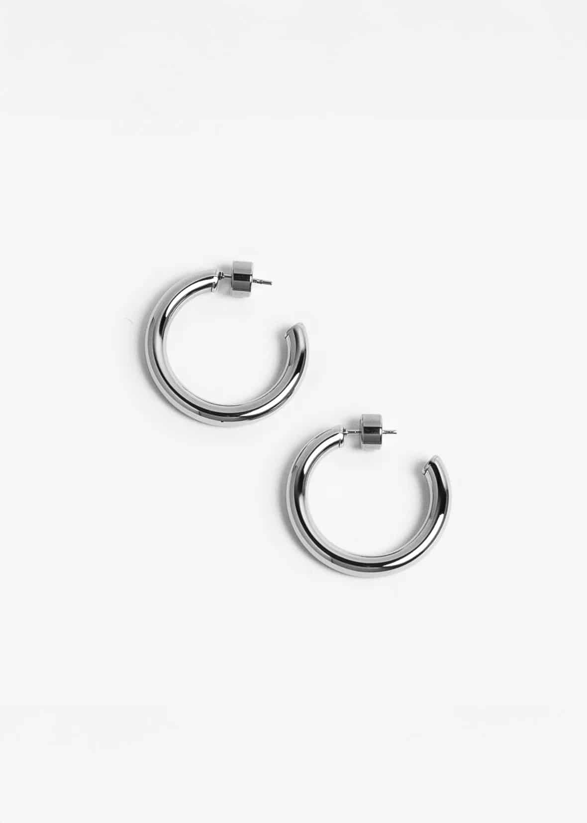 Small Chunky Hoops Plateado - miniatura 1