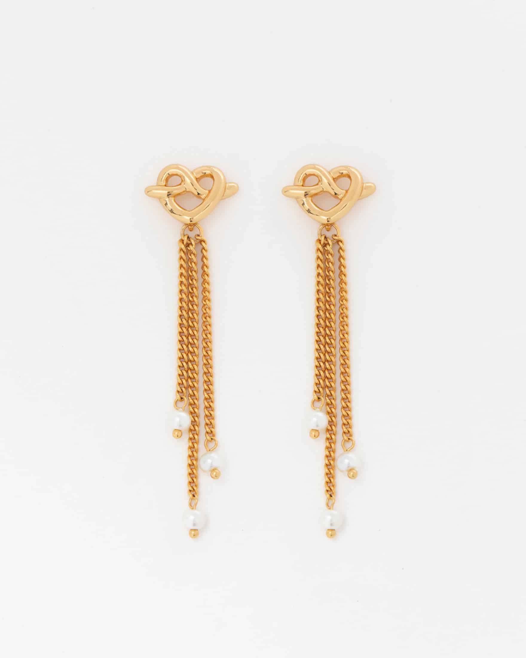 Aretes Corazón Lazo Perla - miniatura 2