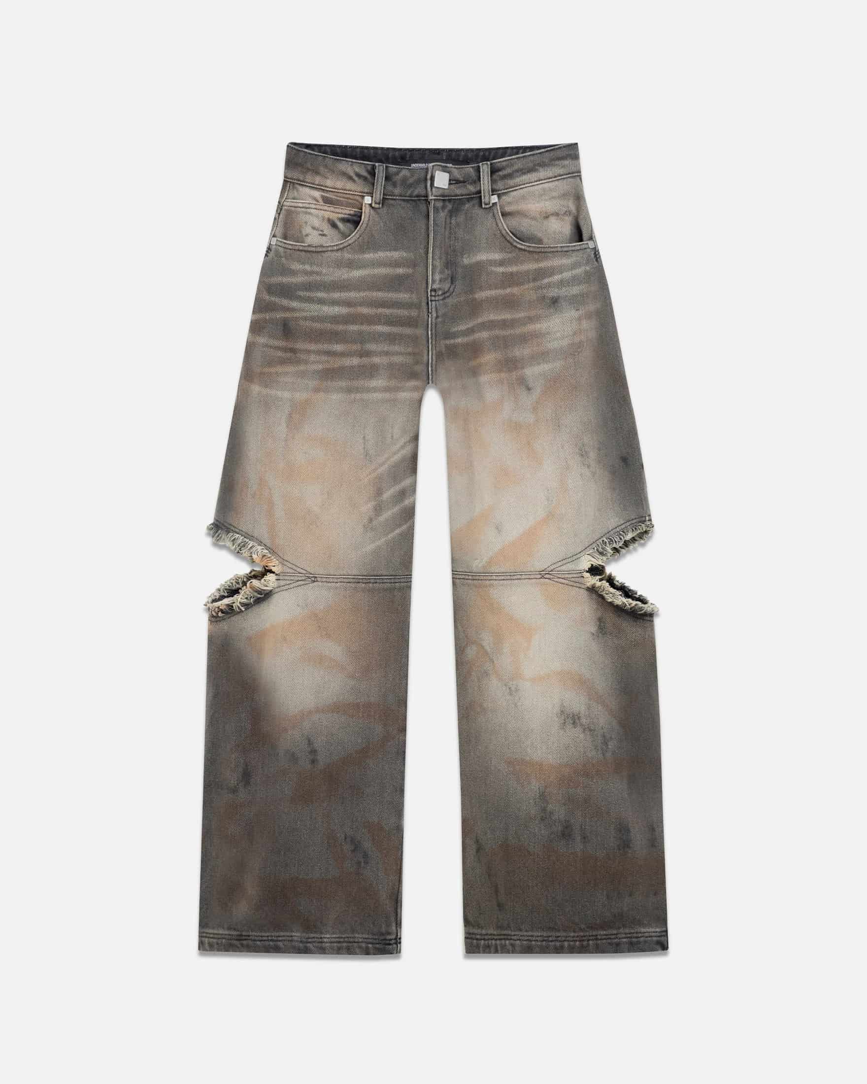 W Holy State UNDGLD Split Knee Wide Jeans Mechanic Gray - miniatura 1