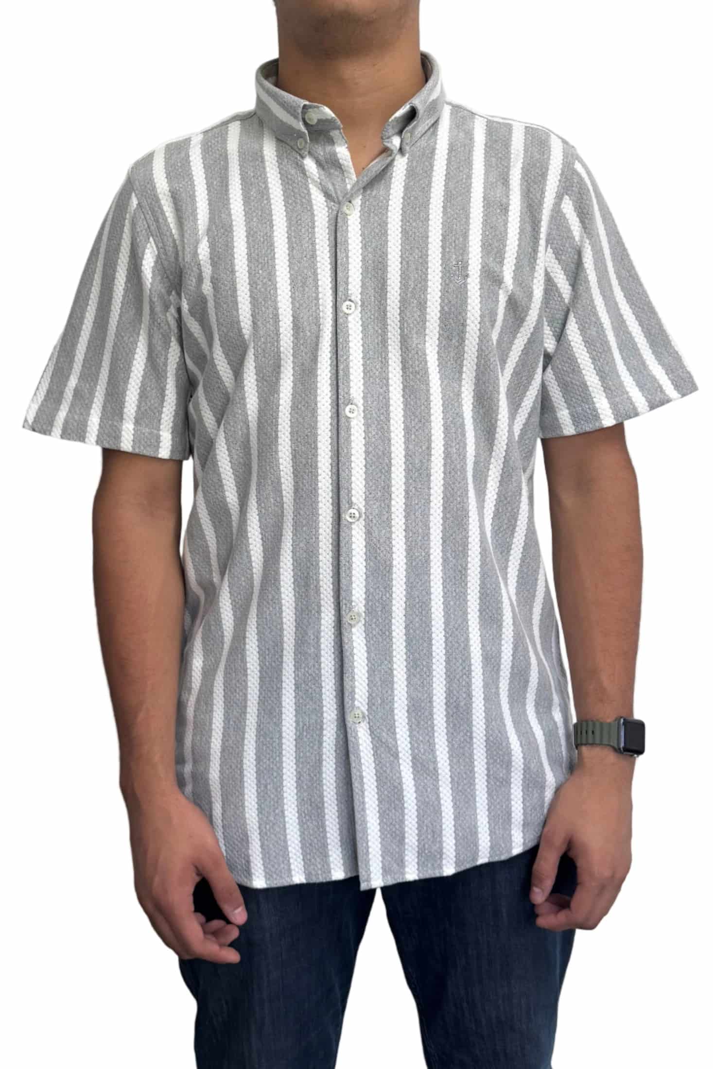Camisa en texturas Gris Rayas Blancas - miniatura 1