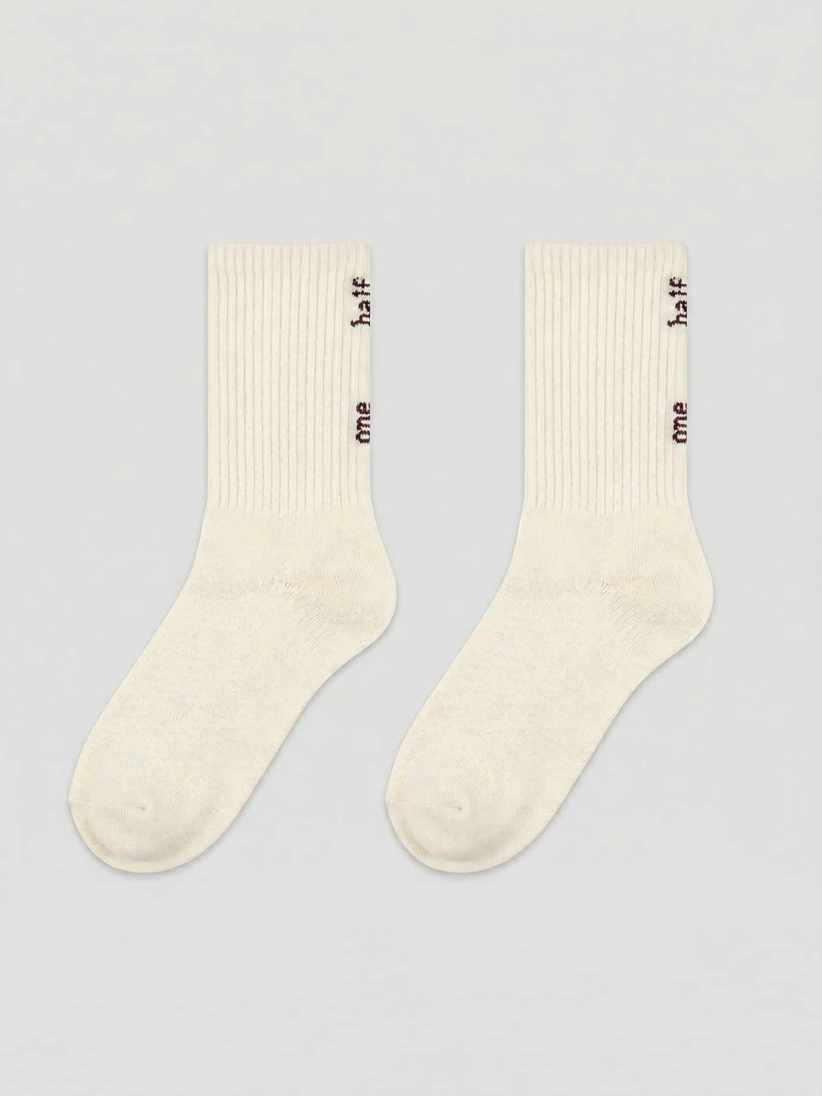 OUTLINE RIB SOCKS - CREAMY & RED - miniatura 5