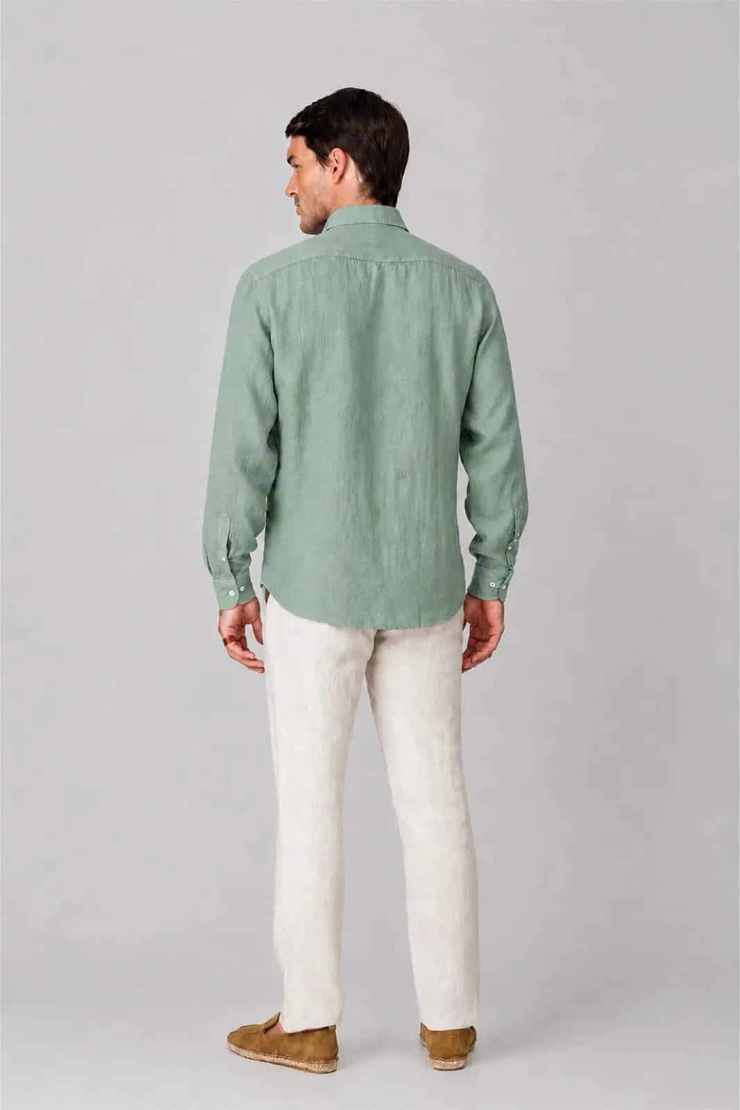 Men's linen shirt ming green - miniatura 6