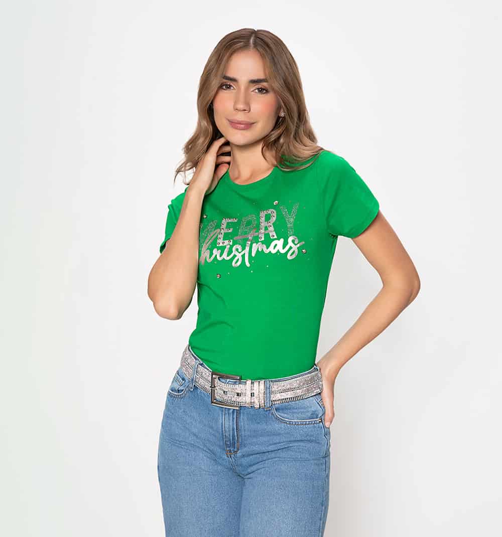 Camiseta con estampado merry christmas - miniatura 2