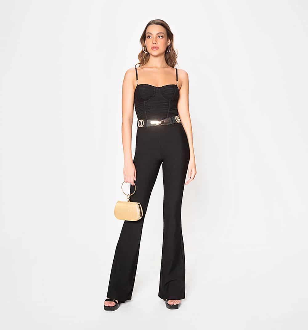 Crop top fruncido estilo corcet con apli - miniatura 1