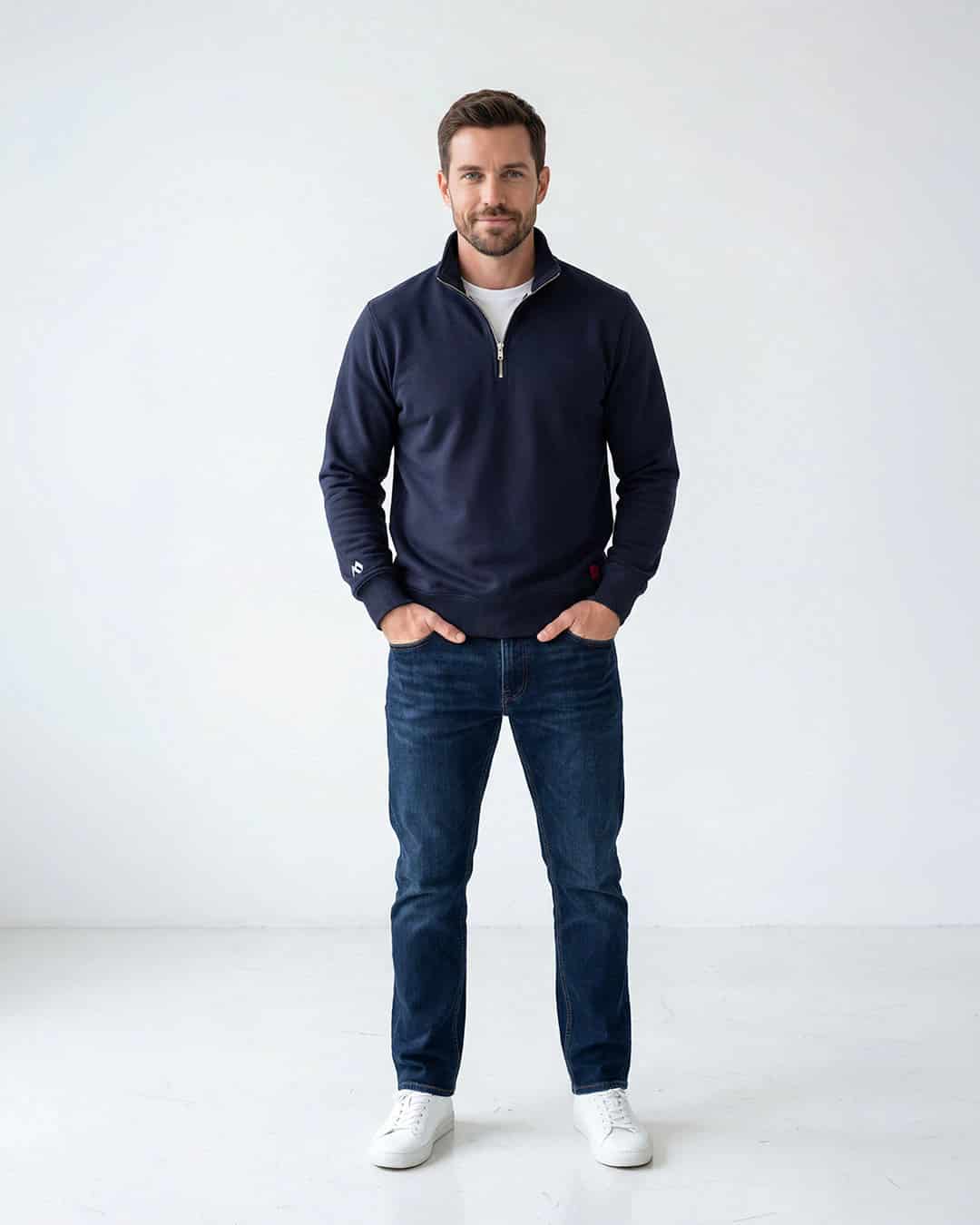 Buzo cuello alto hombre Azul Oxford - miniatura 3