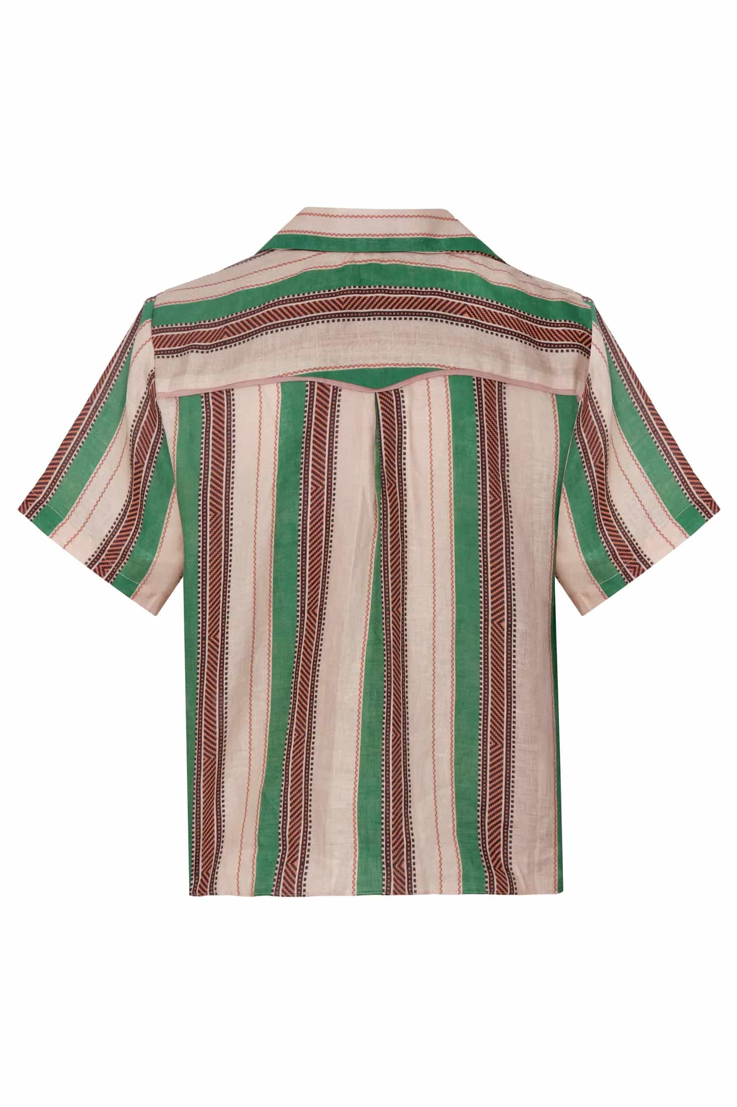 Tomaso Linen Shirt / Green Artisanal Stripes - miniatura 3