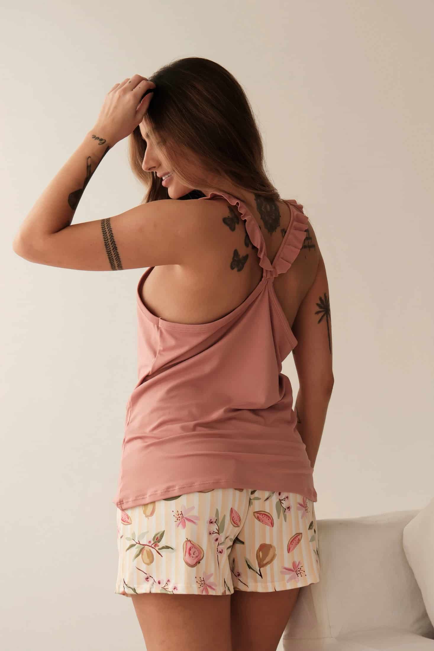 Pijama short Estampado Amarillo Claro - miniatura 2