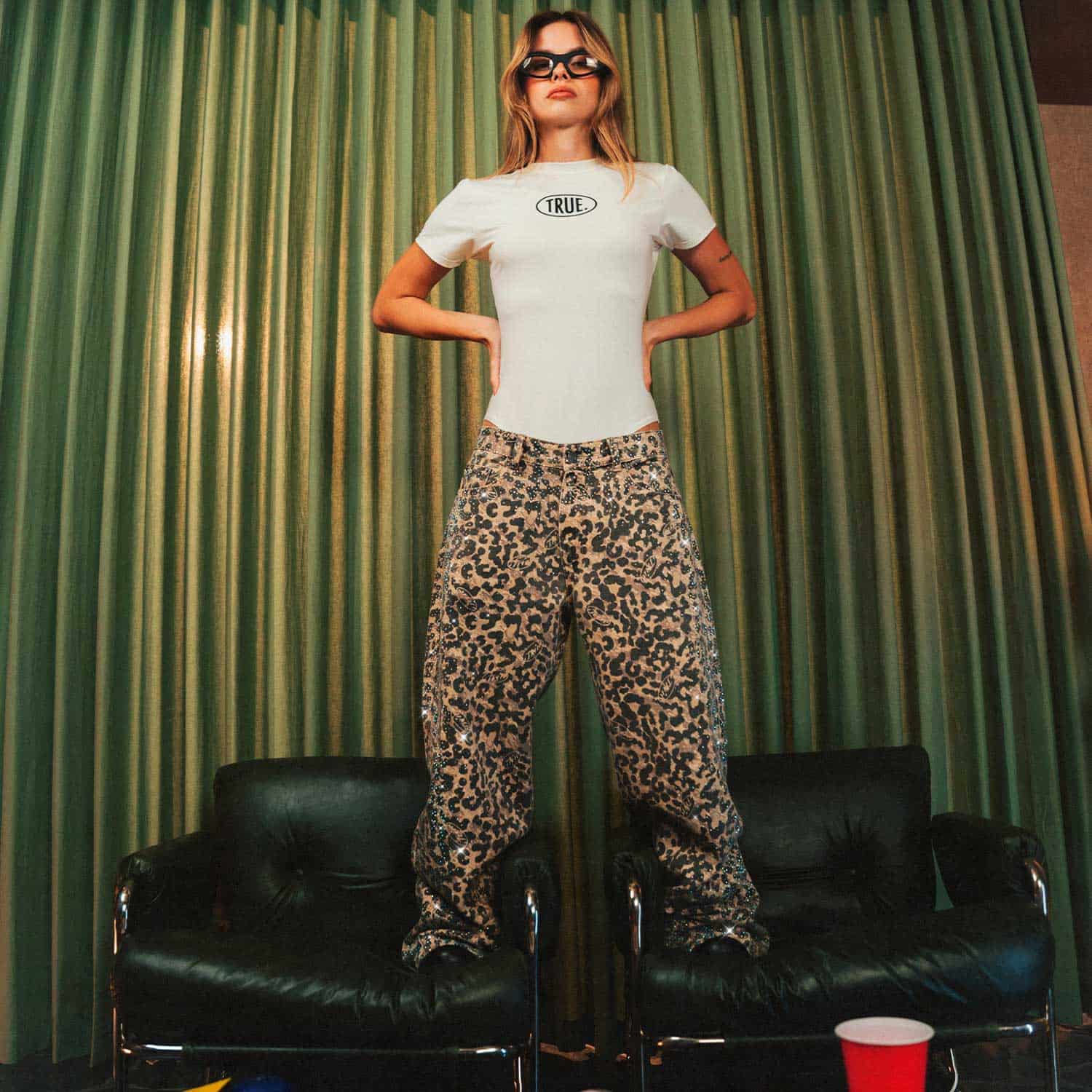 Leopard Wide Leg Jeans - Camel - miniatura 13