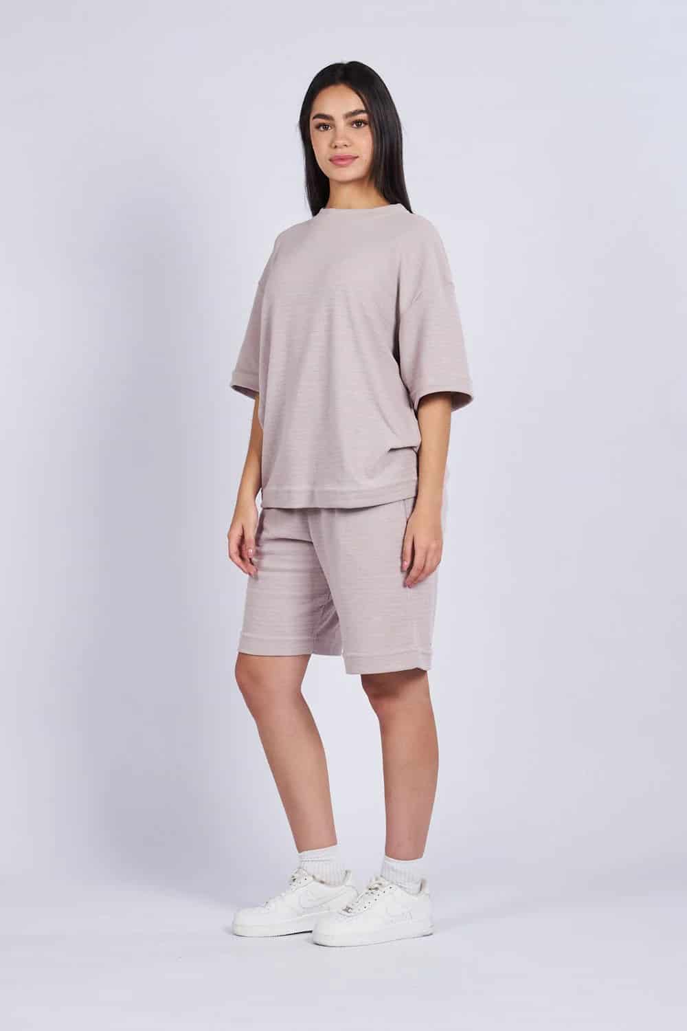 Camiseta oversize textura horizontal Caqui - miniatura 4