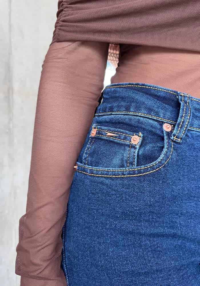 Mom Slim Fit Confort Azul Oscuro para Mujer - miniatura 3