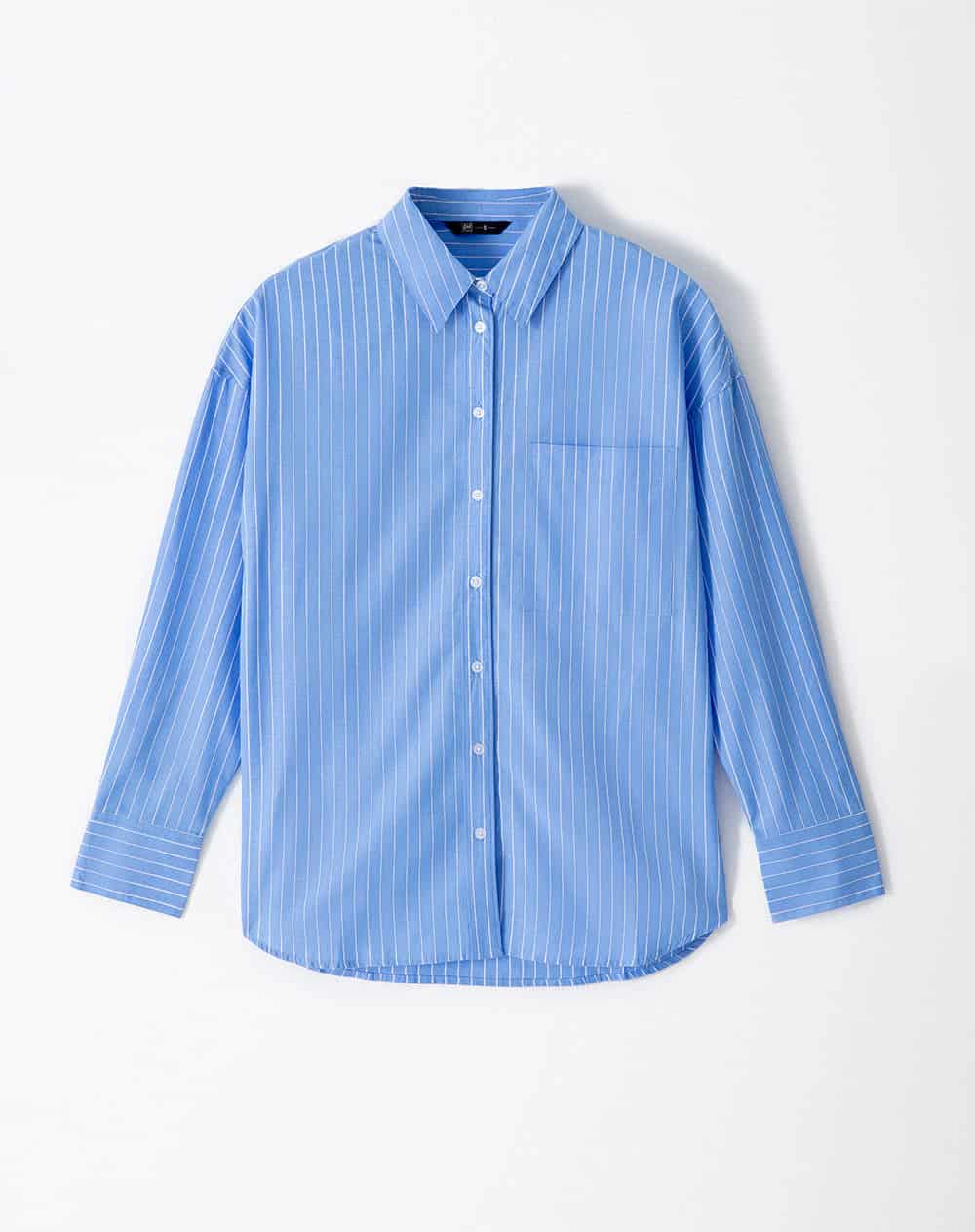 Camisa manga larga oversize algodón rayas mujer - miniatura 5