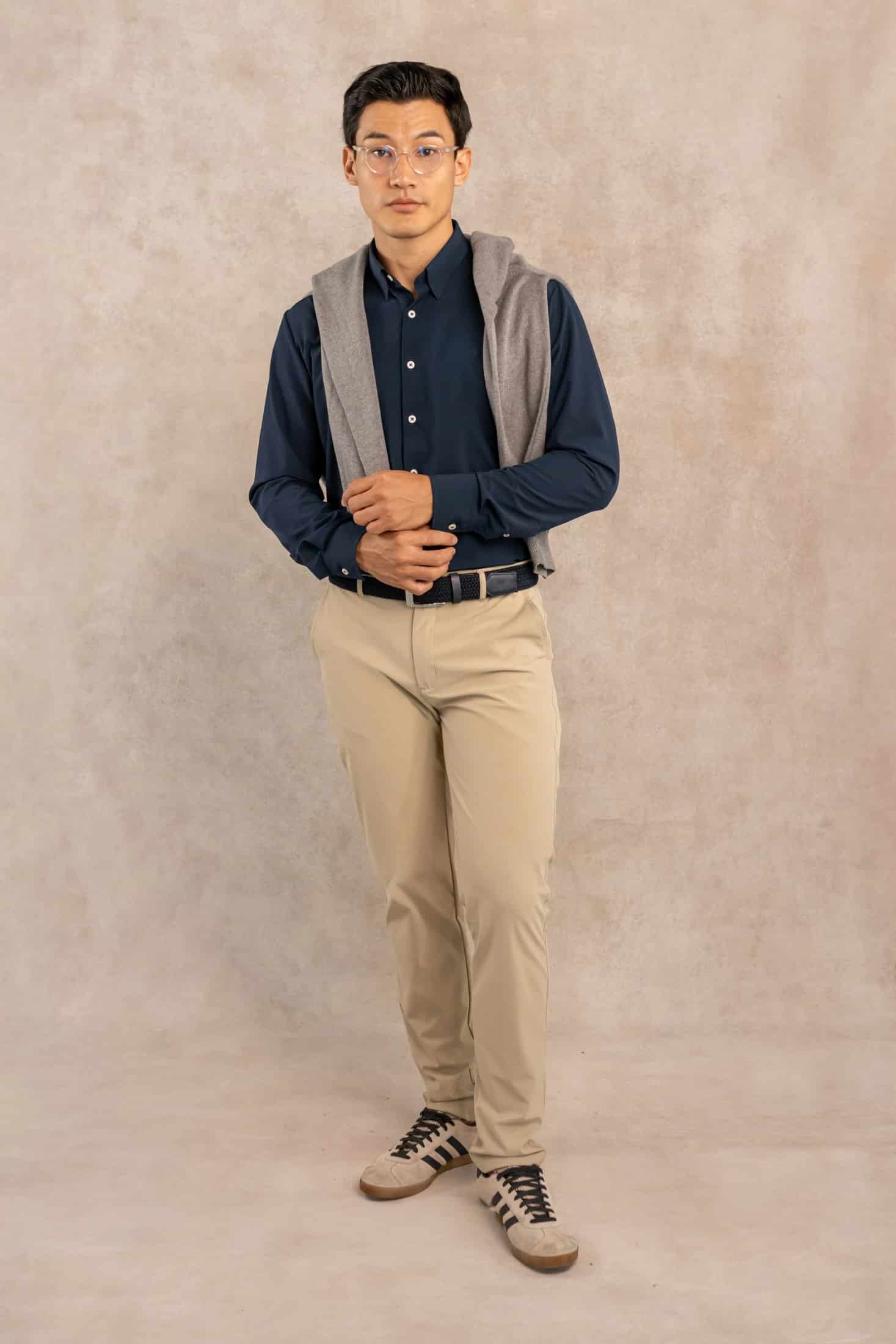 Camisa Performance Antiarrugas Azul Oscuro - miniatura 2