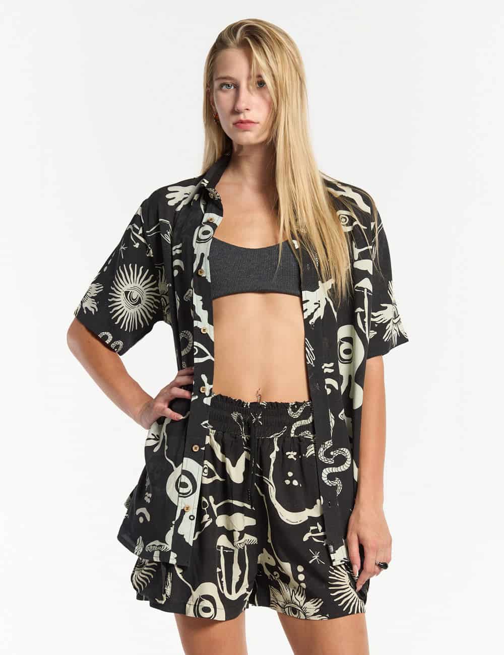 Camisa Regular Fit Chacras  negro + crudo mujer - miniatura 5