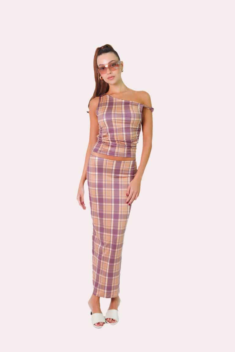 Long Skirt in Purple Tartan - miniatura 1