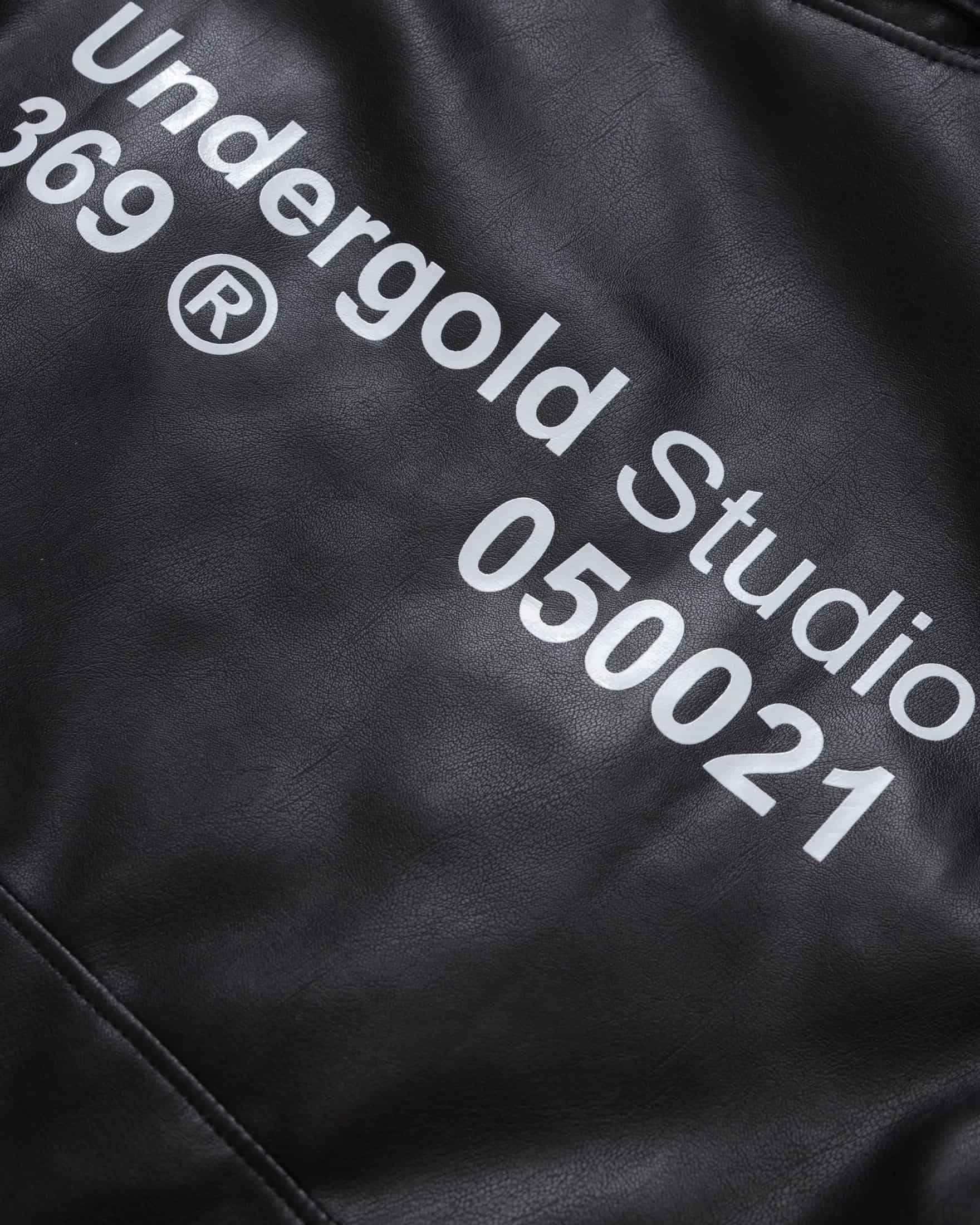 Basics Undergold Studio Leather Boxy Fit Jacket Black - miniatura 4