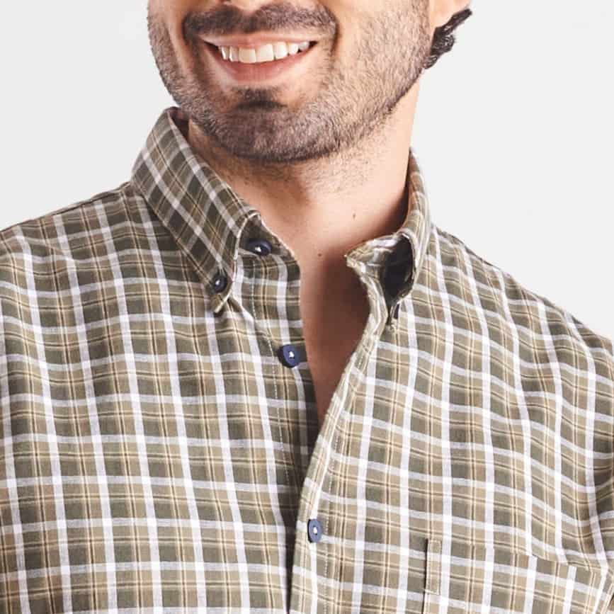 Camisa regular fit a cuadros verde medio - miniatura 3