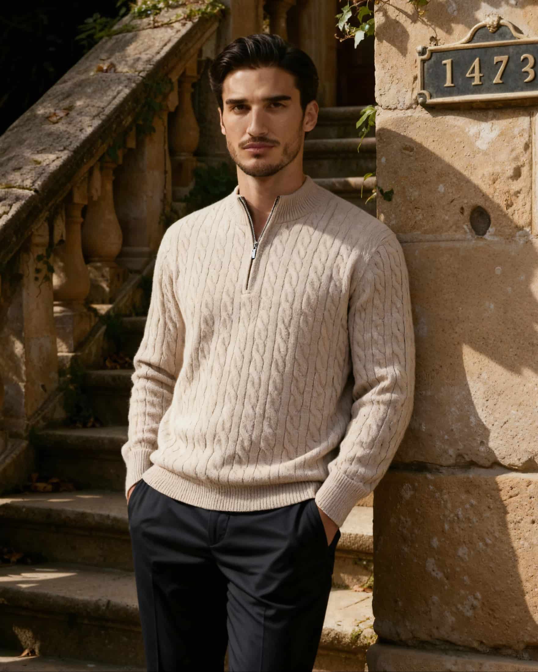 100% Cashmere Woven Half Zip - miniatura 7