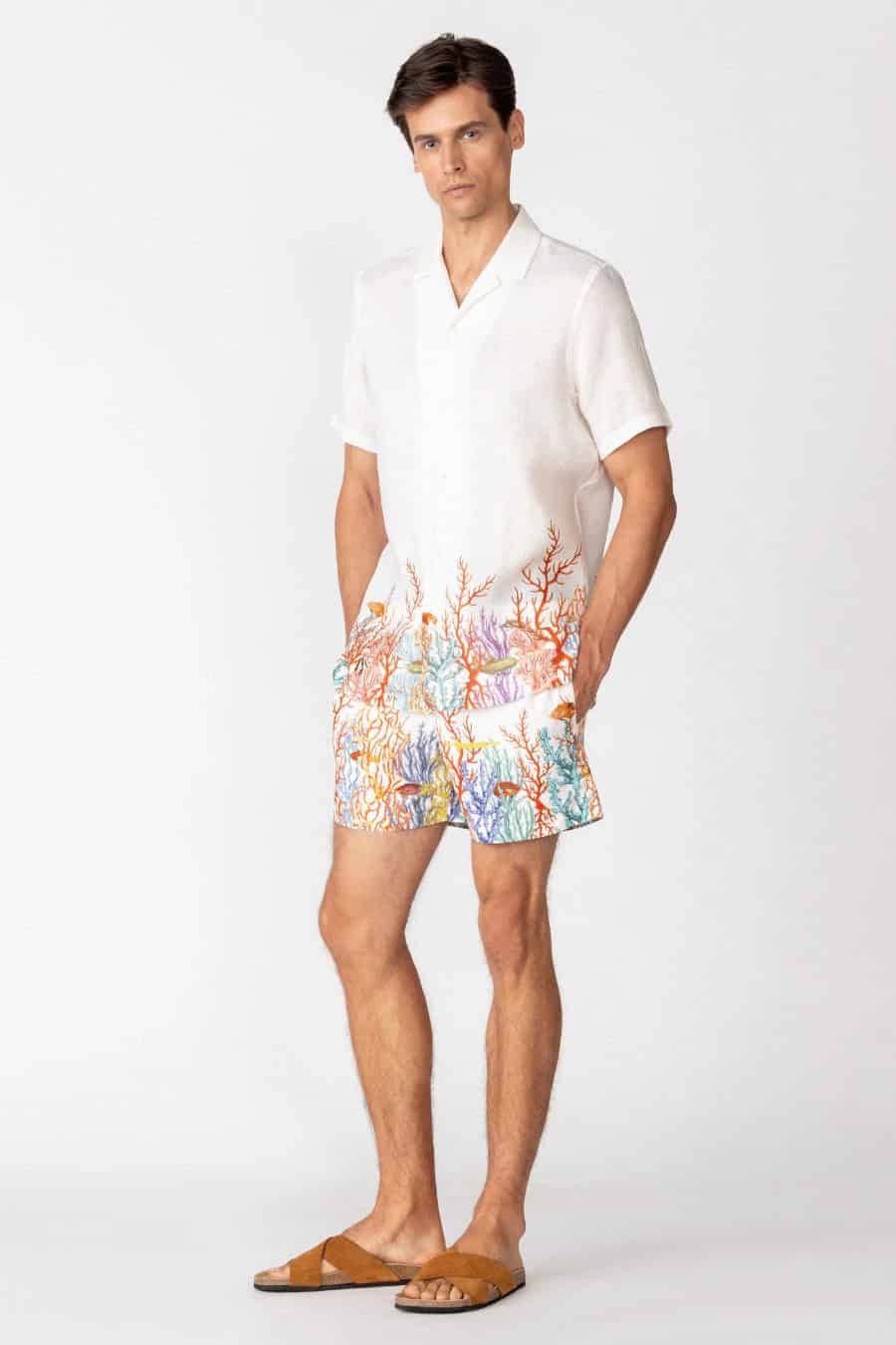 Men's linen shirt white vega - miniatura 2