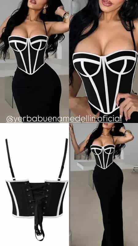 BRALETTE NEGRO BORDE BLANCO - miniatura 2