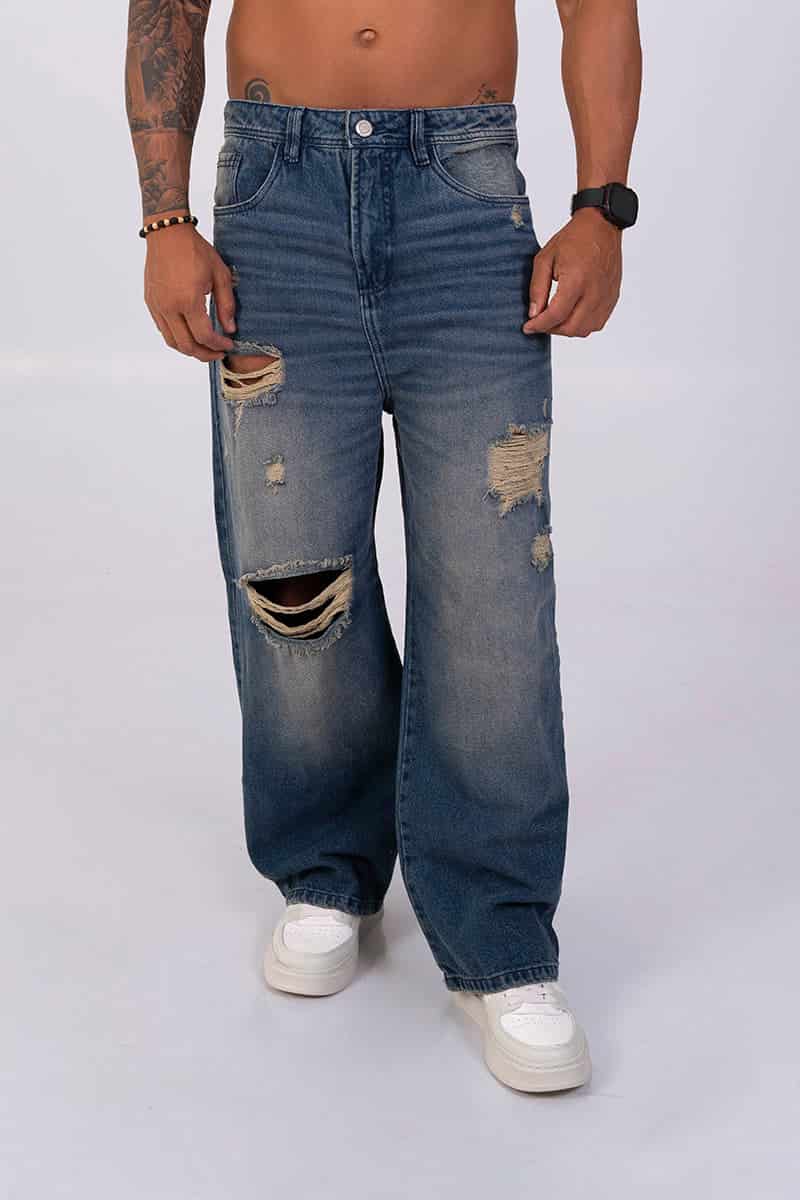 Jean moda ancho ripped - miniatura 1