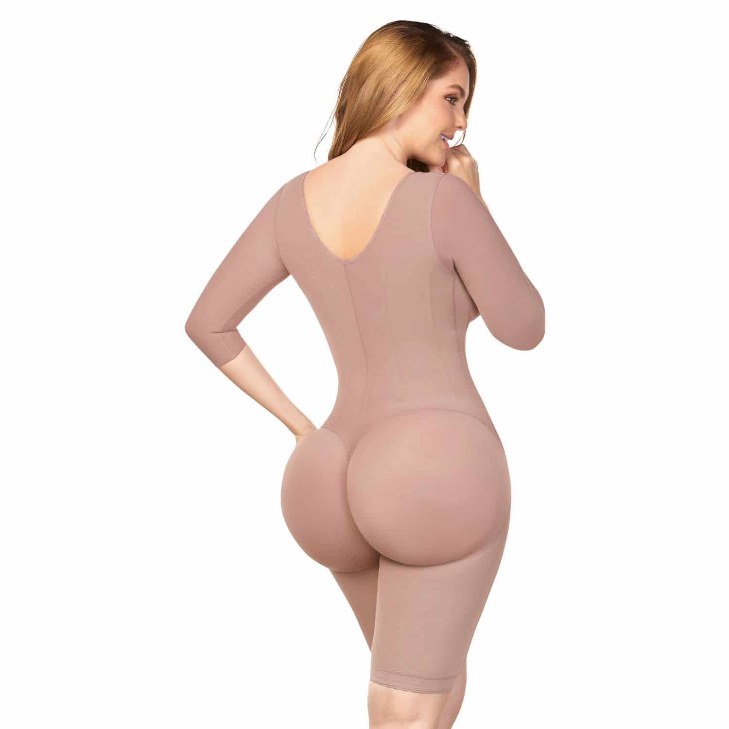 Faja Colombiana Full Body a la Rodilla Postoperatorio Mangas Reloj de Arena Mujer - miniatura 2