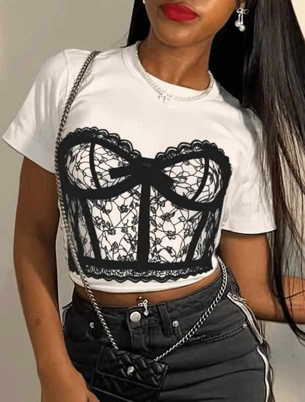CAMISA CON BRA EN BLONDA - miniatura 1