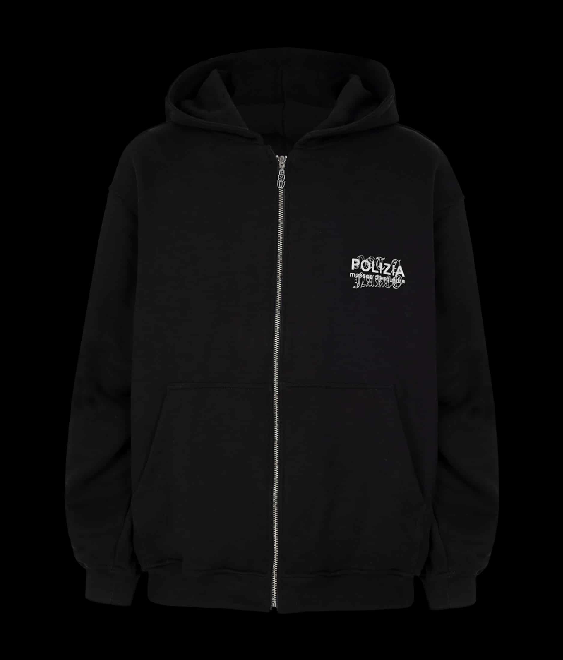 POLIZIA BLACK ZIPPER HOODIE - miniatura 3