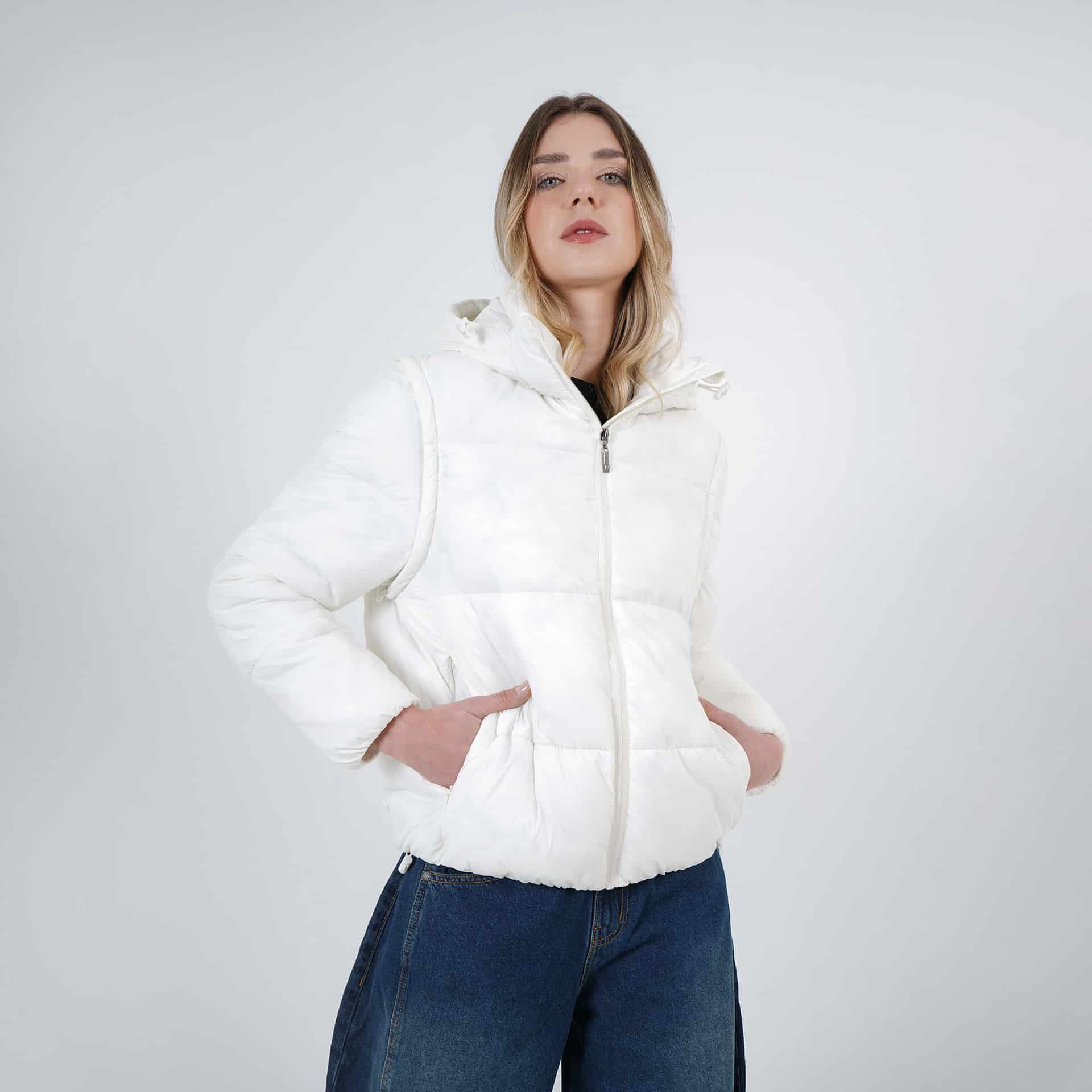 Chaqueta acolchada dos en uno mangas removibles con capucha - miniatura 7