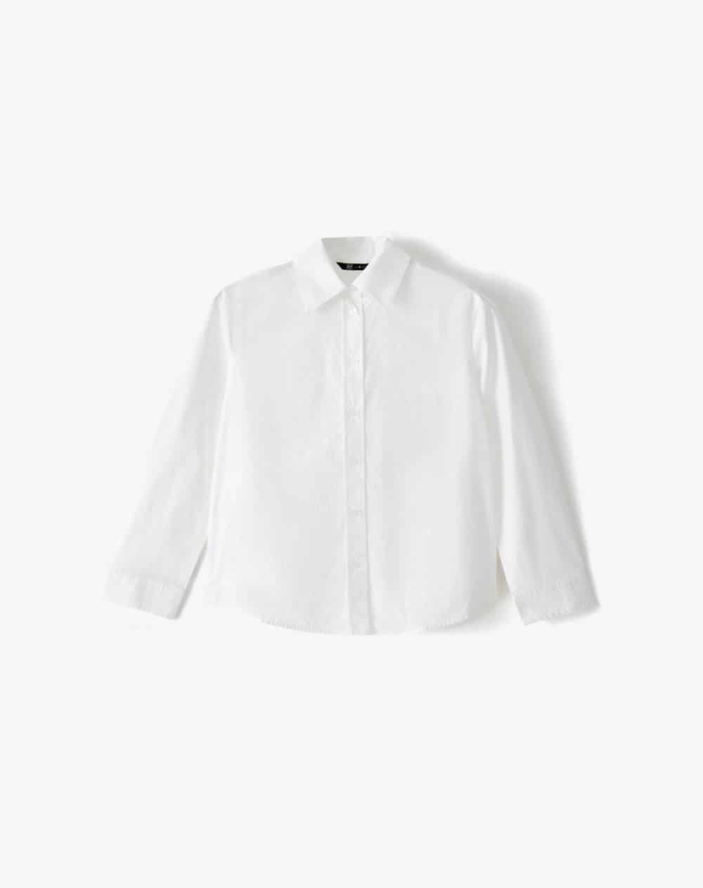 Camisa manga larga regular blanco mujer - miniatura 1