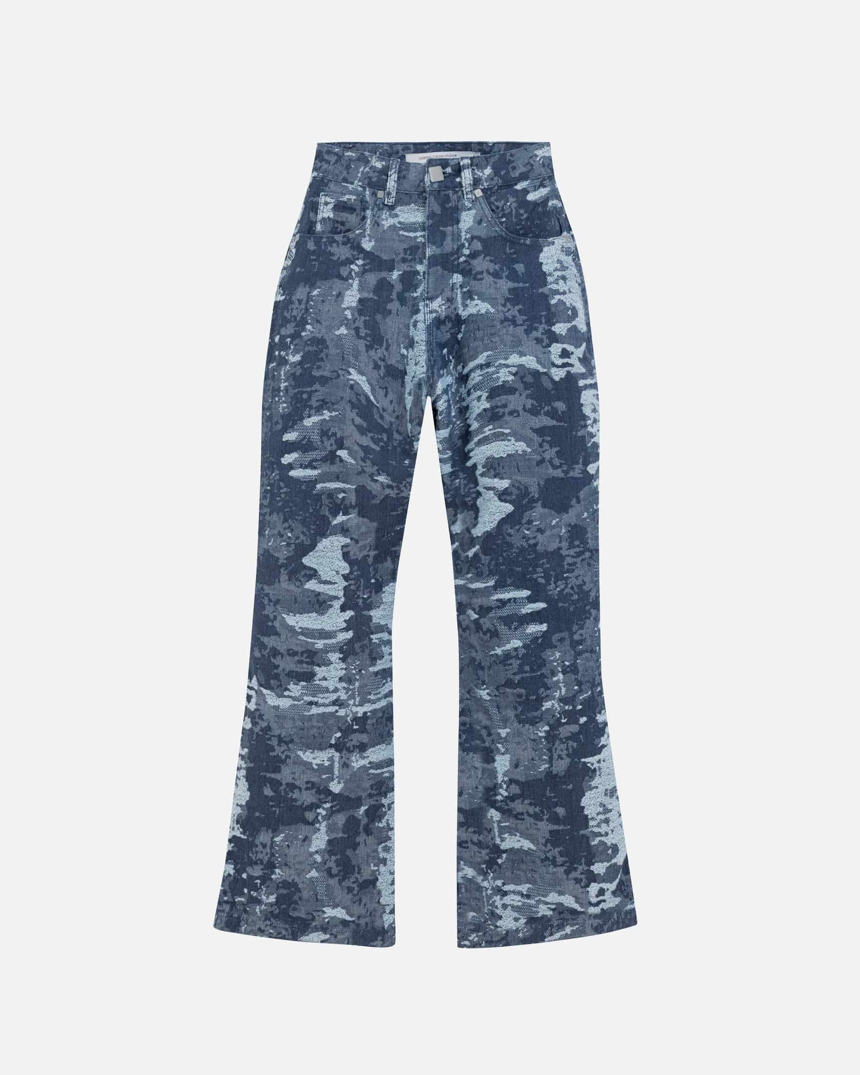 W Capsule Basic Jacquard Wide Jeans Cammo Blue - miniatura 1