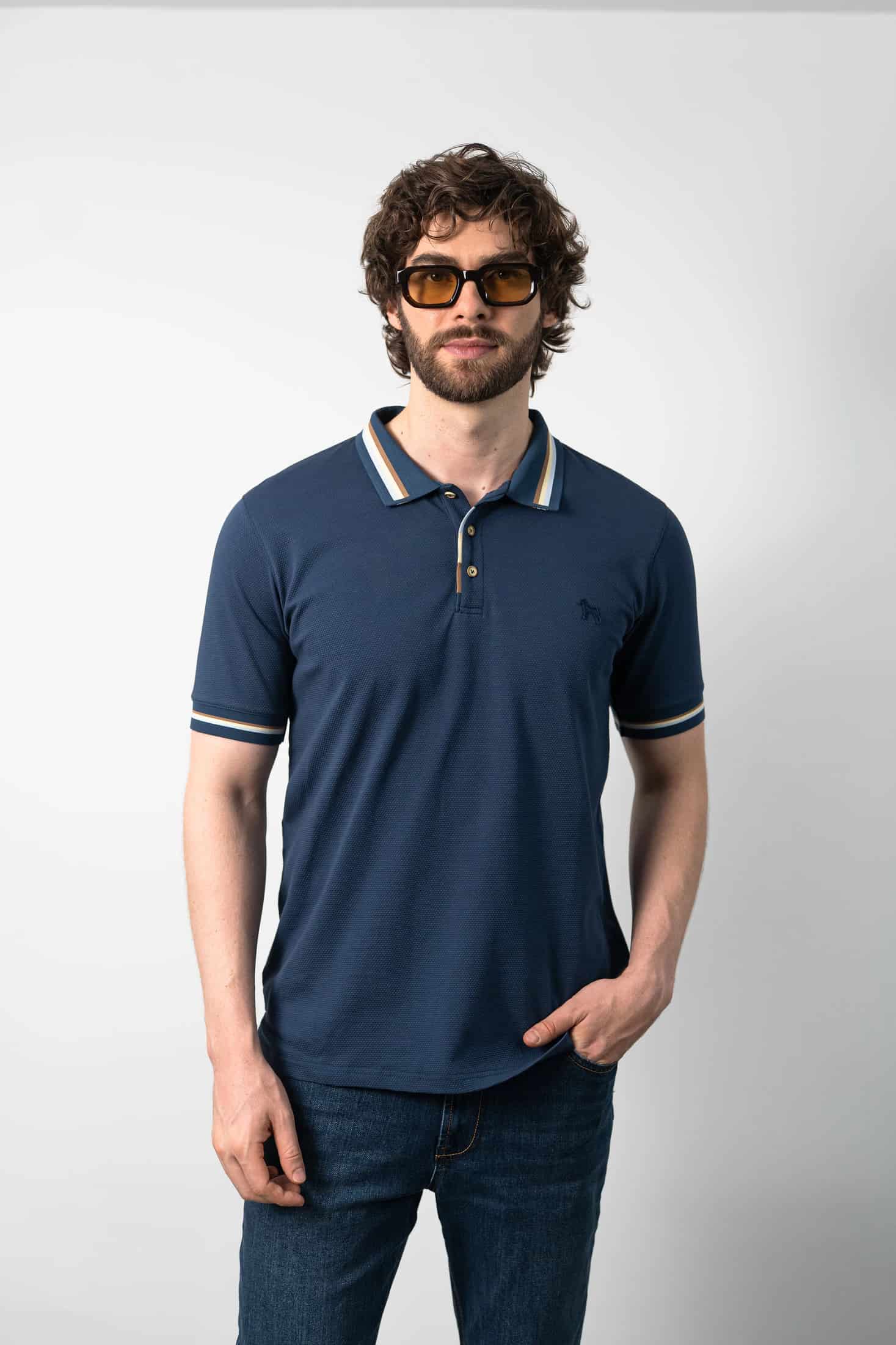 Polo Fashion Azul/Barbaki - miniatura 2