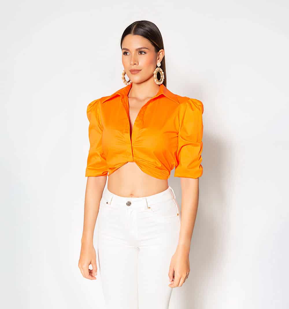 Crop tipo camisero  manga 3/4 - miniatura 2